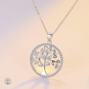 Collier Arbre de Vie en argent avec zirconium pour femme