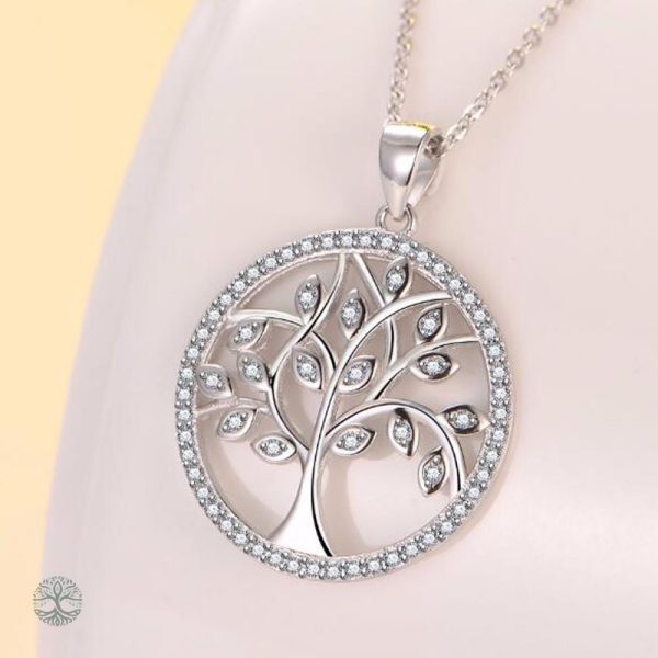 Bijou argenté Arbre de Vie orné de zirconium