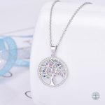 Collier Arbre de Vie en argent avec zirconium multicolore