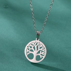 Collier Arbre de Vie en acier inoxydable avec chaîne réglable