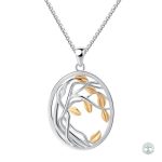 Collier Arbre de Vie en Argent Sterling 925 avec feuille dorée
