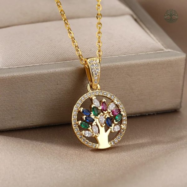 Bijou Arbre de Vie délicat en zirconium