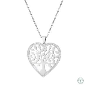 Collier Arbre de Vie en forme de cœur avec diamant