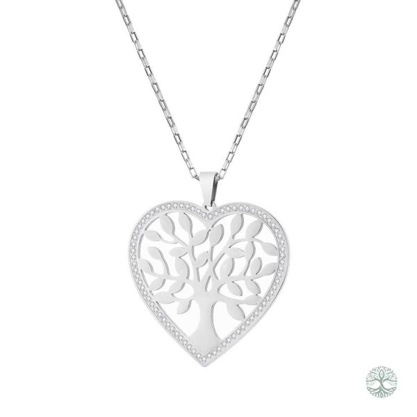 Collier Arbre de Vie en forme de cœur avec diamant