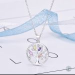 Collier Arbre de Vie en Argent Sterling 925 avec Zirconium Coloré