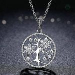 Bijou Arbre de Vie en Argent avec Fleur et Diamant