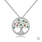 Collier Arbre de Vie en argent sterling avec diamant vert