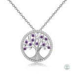 Collier Arbre de Vie en argent sterling 925 avec diamant violet