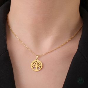 Collier Arbre de Vie Doré en Acier Inoxydable