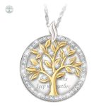 Collier Arbre de Vie doré avec diamant pour la famille