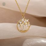 Collier Arbre de Vie doré avec oxyde de zirconium