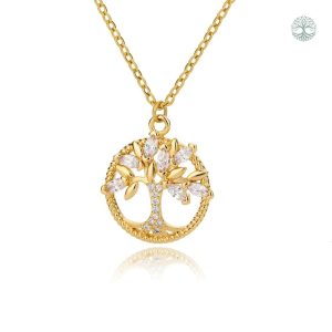 Accessoire en or et zirconium représentant l'arbre de vie