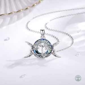 Collier argent avec motif Arbre de Vie et lunes