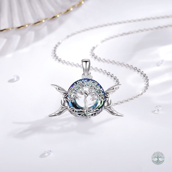 Collier argent avec motif Arbre de Vie et lunes