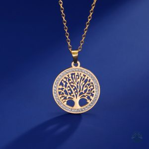 Collier Arbre de Vie doré en acier inoxydable pour femme