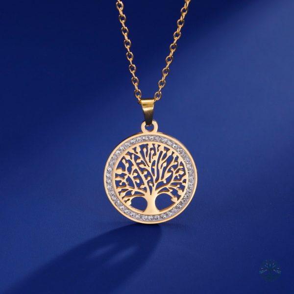 Collier Arbre de Vie doré en acier inoxydable pour femme