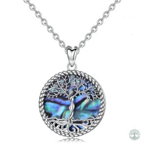 Collier Arbre de Vie en Nacre Bleue et Argent 925
