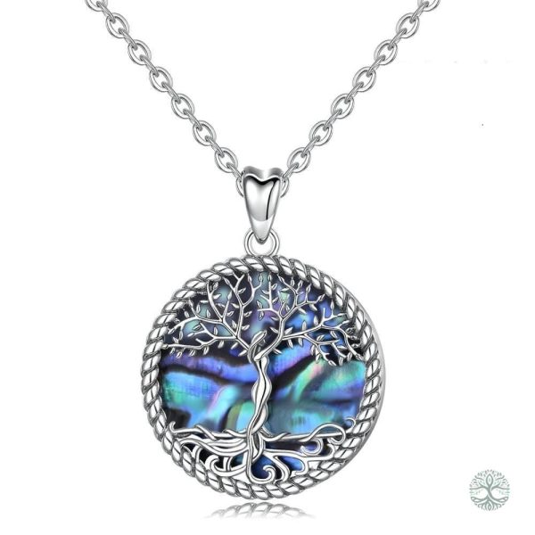 Collier Arbre de Vie en Nacre Bleue et Argent 925
