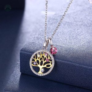 Bijou Arbre de Vie en Argent Sterling avec Or et Diamant