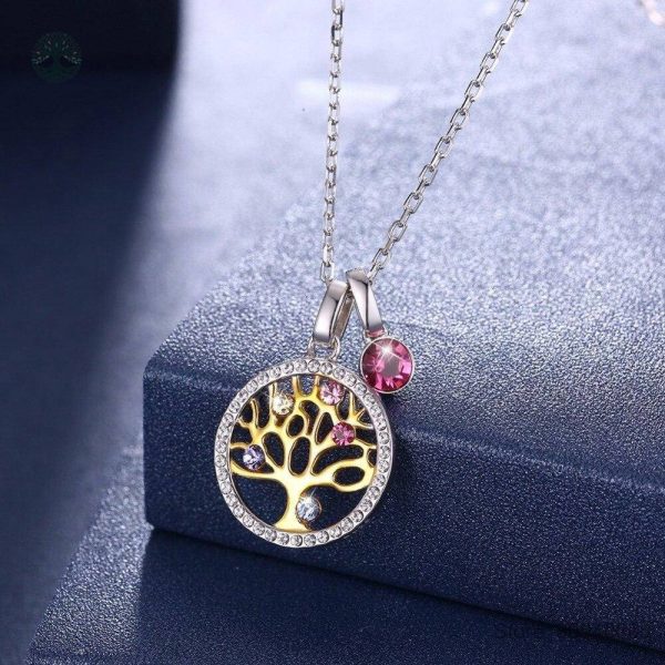 Bijou Arbre de Vie en Argent Sterling avec Or et Diamant