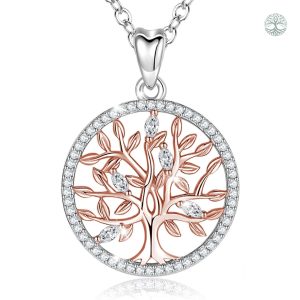 Collier Arbre de Vie en Or Rose et Argent 925