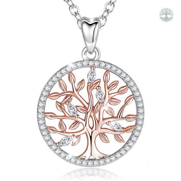 Collier Arbre de Vie en Or Rose et Argent 925