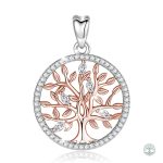 Collier en Argent 925 Or Rose avec Design Arbre de Vie