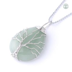 Collier Arbre de Vie en Pierre Aventurine Verte