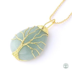 Collier en Aventurine Verte avec motif Arbre de Vie