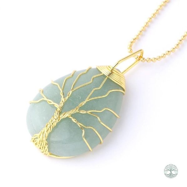 Collier en Aventurine Verte avec motif Arbre de Vie