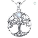 Collier Arbre de Vie en Argent Sterling 925 avec Pierre de Lune