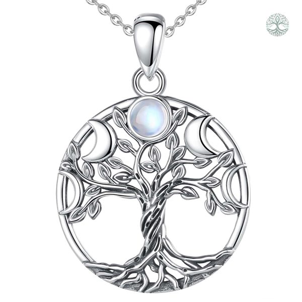Collier Arbre de Vie en Argent Sterling 925 avec Pierre de Lune