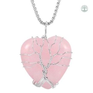 Collier Arbre de Vie en Quartz Rose élégant et symbolique