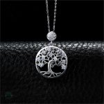 Bijou en Argent 925, Collier Arbre de Vie avec gemmes bleues