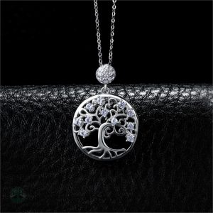 Bijou en Argent 925, Collier Arbre de Vie avec gemmes bleues