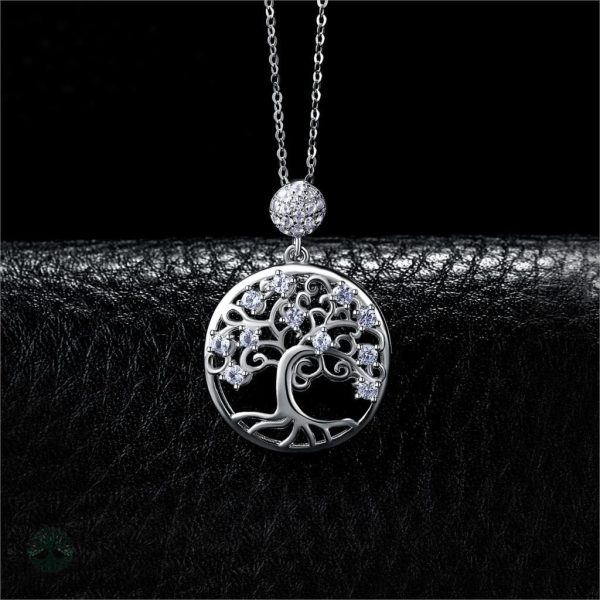Bijou en Argent 925, Collier Arbre de Vie avec gemmes bleues