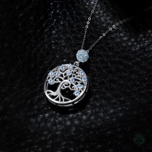 Collier élégant Arbre de Vie en Argent et Spinelle Bleue