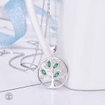 Collier Arbre de Vie en Argent Sterling 925 avec Zirconium Vert