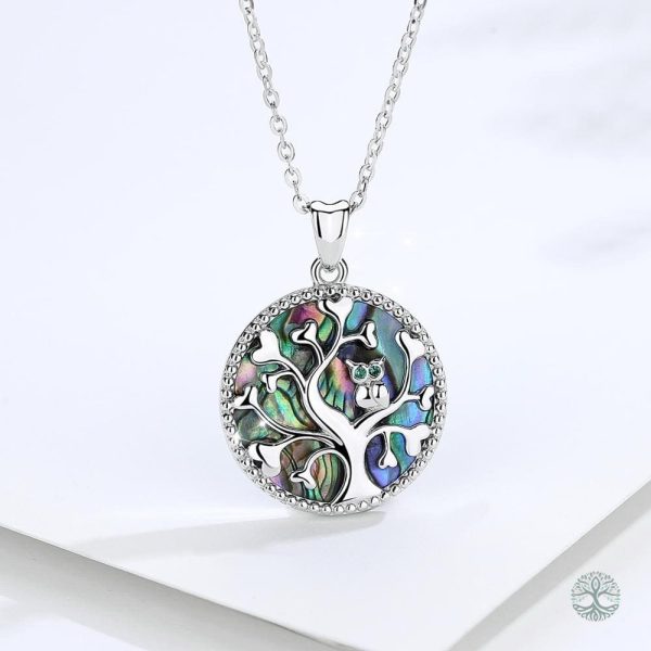 Bijou en argent 925, design Arbre de Vie et chouette