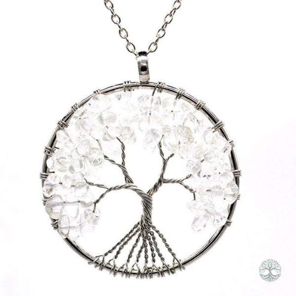 Collier Arbre de Vie avec cristal blanc élégant