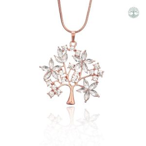 Collier Arbre de Vie en or rose avec motif floral