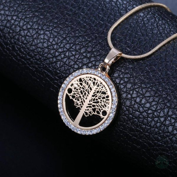 Collier or avec motif Arbre de Vie, éclat de diamant