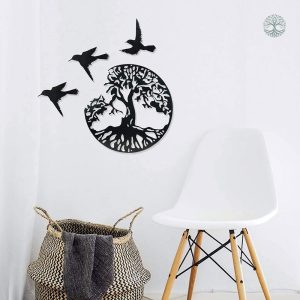 Déco Arbre de Vie en métal avec oiseaux décoratifs