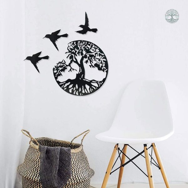 Déco Arbre de Vie en métal avec oiseaux décoratifs