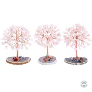 Artisanat en Quartz Rose, Arbre de Vie à poser sur meuble