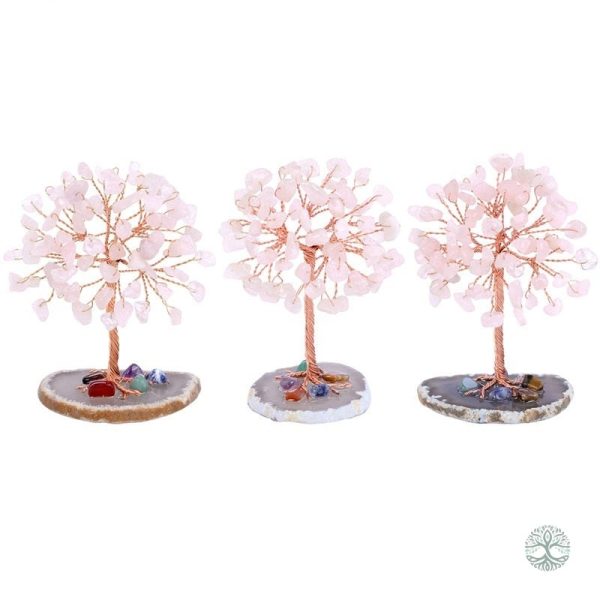 Artisanat en Quartz Rose, Arbre de Vie à poser sur meuble