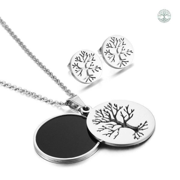 Collier Arbre de Vie en Argent avec boucles d'oreilles offertes