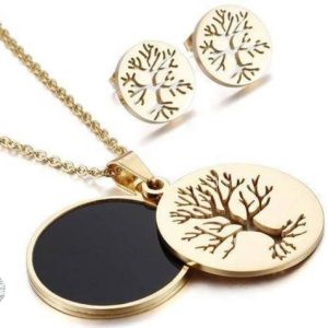 Collier Arbre de Vie en or avec boucles d'oreilles offertes