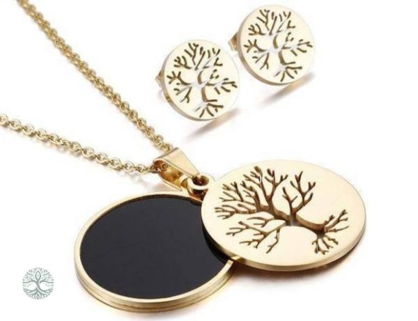 Collier Arbre de Vie en or avec boucles d'oreilles offertes