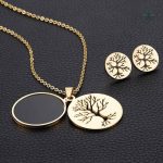 Bijoux Arbre de Vie en or, ensemble collier et boucles d'oreilles